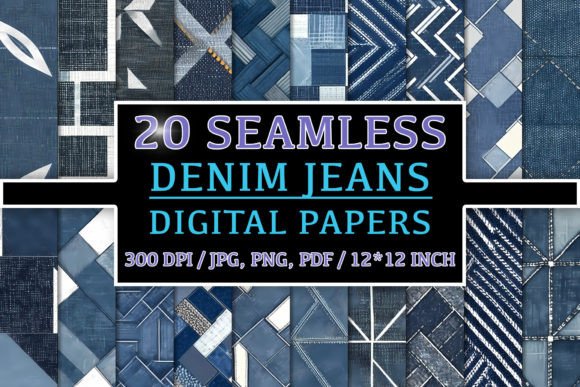 20 Seamless Denim Jeans Patterns