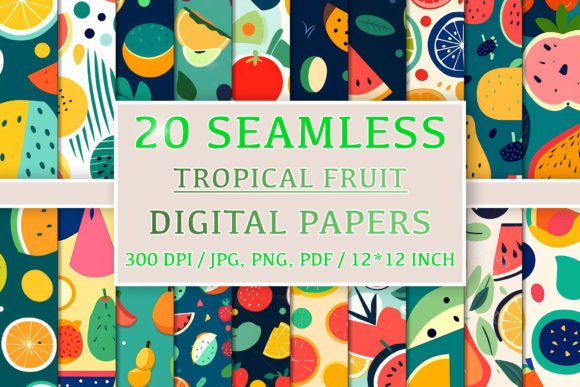 20 Seamless Tropical Fruit Patterns for Creative Projects