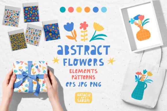 Abstract Flowers Patterns Elements