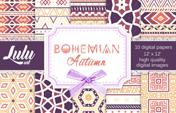 Bohemian Autumn Patterns Freebie: A Digital Art Resource for Creatives