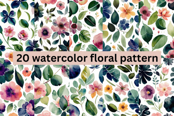 Discover the Beauty of Watercolor Floral Patterns Bundle 2: A Digital Art Collection for Creatives