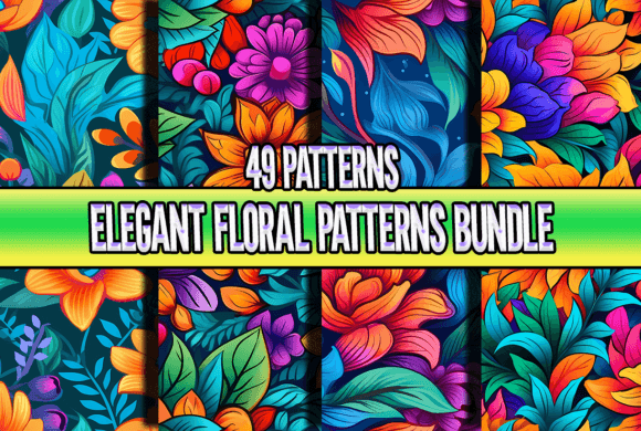 Elegant Floral Patterns Bundle: A Versatile Digital Graphic Solution