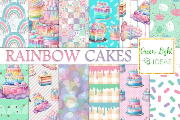 Rainbow Cakes Digital Papers Patterns: A Versatile Creative Resource