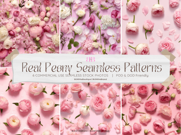 Real Peony Seamless Stock Photo Patterns: A Versatile Design Resource for Creative Projects