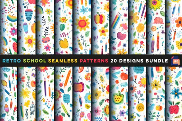 Retro School Seamless Patterns for Creative Projects