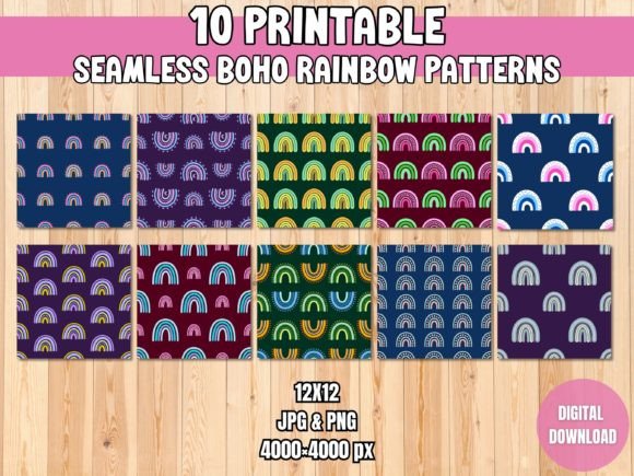 Seamless Boho Rainbow Patterns
