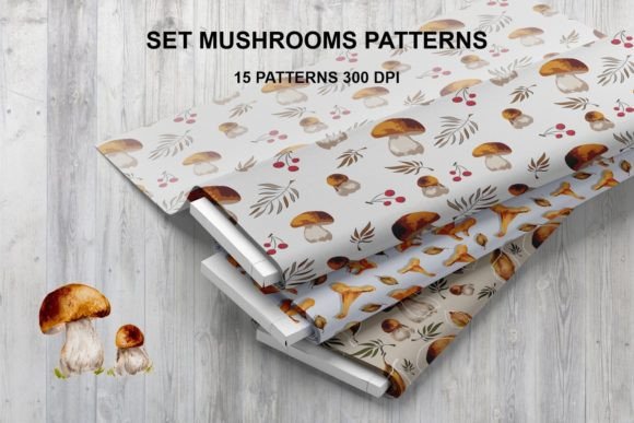 Set Forest Mushrooms Patterns: A Versatile Design Resource for Creative Projects