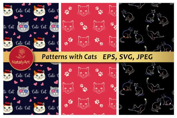 Set of 3 Seamless Patterns with Cats: A Versatile Digital Asset for Modern Designers and Creators