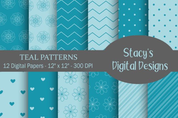 Teal Digital Papers - Teal Patterns: A Versatile Resource for Creative Projects