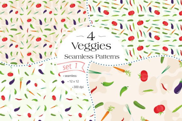 Veggies Seamless Patterns - Set 1: A Creative Resource for Modern Designers and Creators