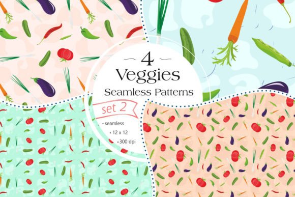 Veggies Seamless Patterns - Set 2