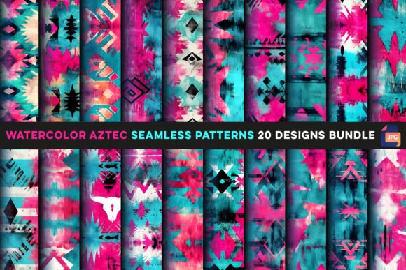 Watercolor Aztec Seamless Patterns: A Creative Asset for Modern Designers and Print-on-Demand Entrepreneurs