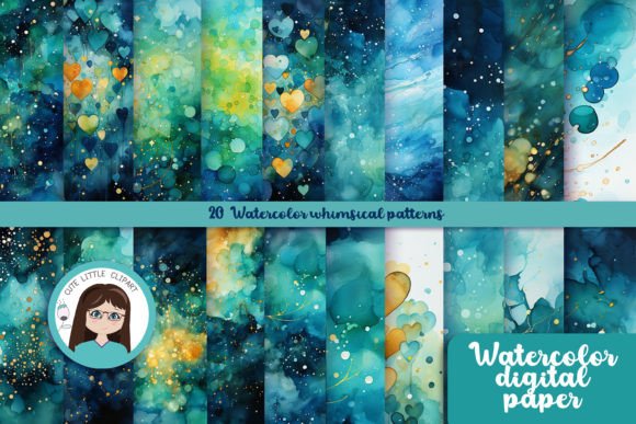 Watercolor Whimsical Patterns: A Digital Art Collection for Creative Expression