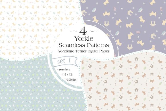 Yorkie Seamless Patterns - Set 1: A Strategic Tool for Creative and Professional Projects